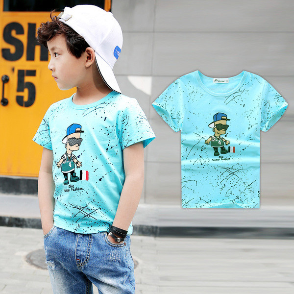 T-Shirt για αγόρια σε μπλε και άσπρο με μια εικόνα