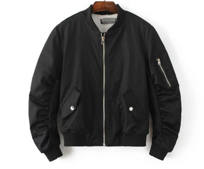 Актуално дамско бомбър яке с джобове и вълнена подплата