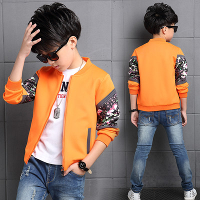 Κομψό παιδικό φθινοπωρινό μπουφάν για αγόρια με floral διακόσμηση σε τρία χρώματα