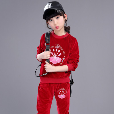 Παιδική φόρμα για κορίτσια από βελούδο με εκτύπωση, σε τρία χρώματα