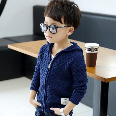 Ζεστή παιδική ζακέτα για αγόρια με κουκούλα σε δύο χρώματα