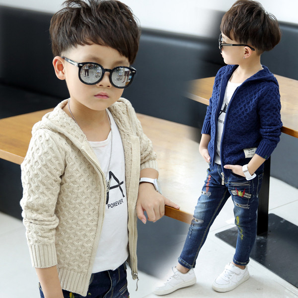 Ζεστή παιδική ζακέτα για αγόρια με κουκούλα σε δύο χρώματα