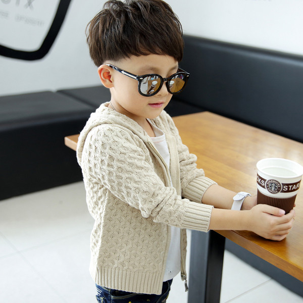 Ζεστή παιδική ζακέτα για αγόρια με κουκούλα σε δύο χρώματα