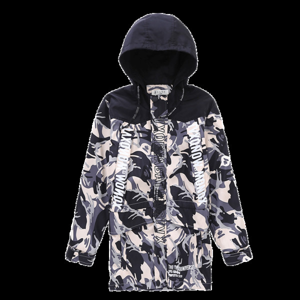 Μακρύ χειμωνιάτικο μπουφάν για αγόρια με κουκούλα σε τρία χρώματα