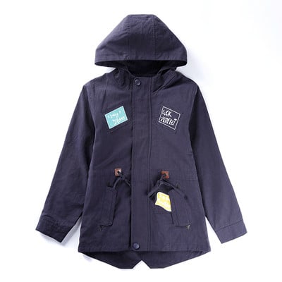 Παιδικό μπουφάν για αγόρια με κουκούλα και εφαρμογές, σε τρία χρώματα