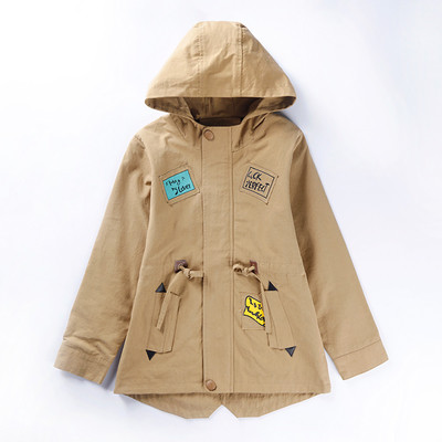 Παιδικό μπουφάν για αγόρια με κουκούλα και εφαρμογές, σε τρία χρώματα