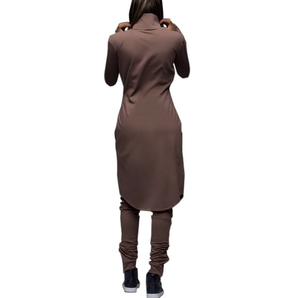 Αθλητικό κομψό γυναικείο σύνολο - μακρύ μπουφάν + παντελόνι, σε δύο χρώματα