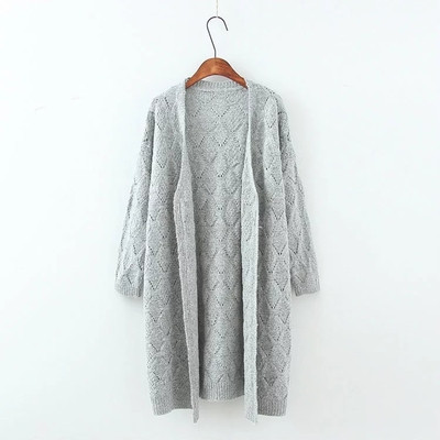 Μακρύ και ζεστή πλεκτή γυναικέια ζακέτα σε τρία χρώματα