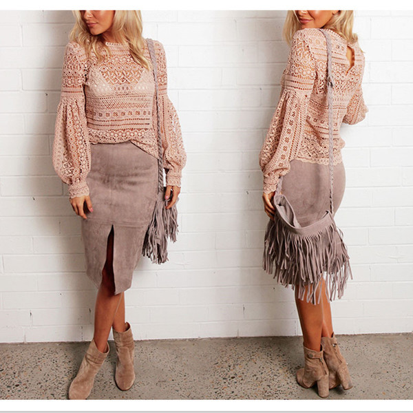 Κομψή γυναικεία μπλούζα με δαντέλα  διαφανή, σε λευκό, ροζ και μαύρο χρώμα