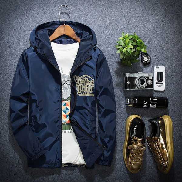 Ανδρικό Casual μπουφάν με ενδιαφέρουσες εκτυπώσεις και κουκούλα