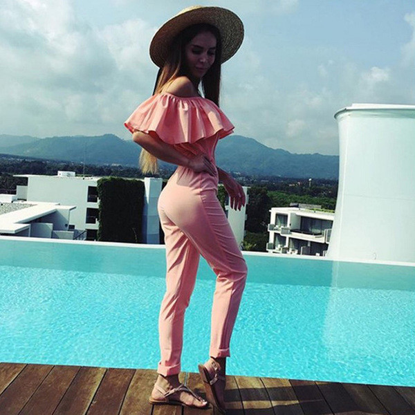 Γλυκό μακρύ ολόσωμο με πέπλα σε ροζ και μπλε χρώμα