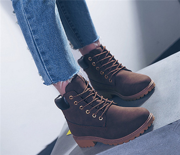 Κομψές και ζεστές casual μπότες κυρίες με αντιολισθητική χονδρή σόλα - πολλά χρώματα