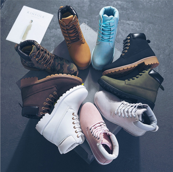 Κομψές και ζεστές casual μπότες κυρίες με αντιολισθητική χονδρή σόλα - πολλά χρώματα