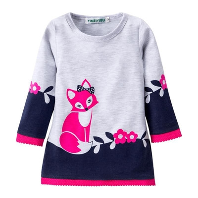 Дълъг детски пуловер за момичета с изображение и в два цвята