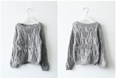 Πλεκτό παιδικό πουλόβερ για κορίτσια σε γκρι χρώμα