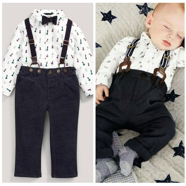 Γλυκό παιδικό σετ -παντελόνι με τιράντες + πουκάμισο