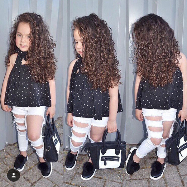 Κομψό παιδικό σετ για κορίτσια - κορμάκι και  τζιν