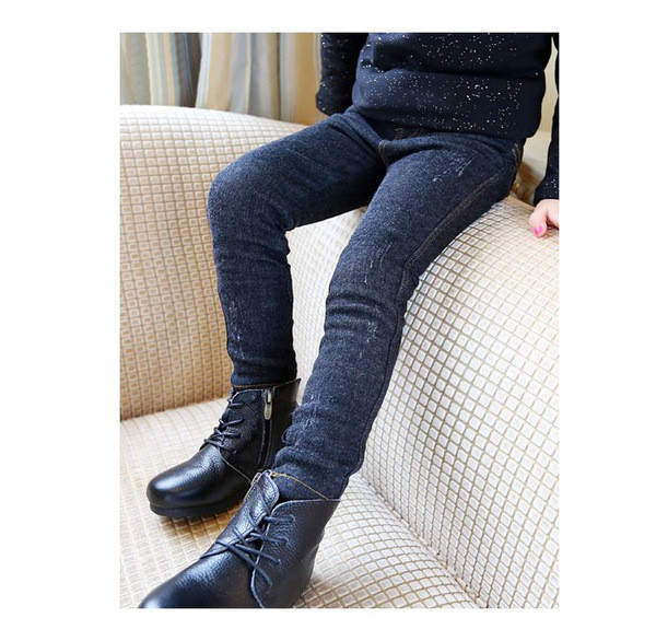 Casual τζιν για κορίτσια σε σκούρο χρώμα - ελαστικό