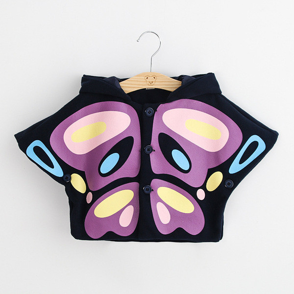 Παιδικό μπουφάν για κορίτσια σε σχήμα πεταλούδας με κουκούλα