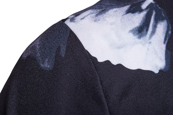 Κομψό ανδρικό  φθινοπωρινό μπουφάν  με floral διακόσμηση σε σκούρο χρώμα