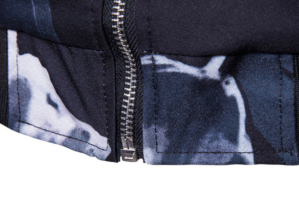 Κομψό ανδρικό  φθινοπωρινό μπουφάν  με floral διακόσμηση σε σκούρο χρώμα