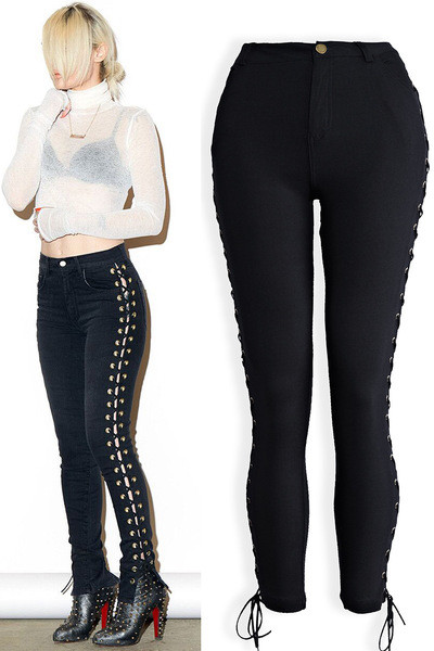 Μοναδικά και μοντέρνα γυναικεία τζιν σε δύο χρώματα με συνδέσεις πλήρους μήκους