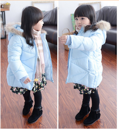 Ζεστό παιδικό μπουφάν για κορίτσια με κουκούλα σε ροζ και μπλε χρώμα