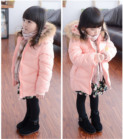 Ζεστό παιδικό μπουφάν για κορίτσια με κουκούλα σε ροζ και μπλε χρώμα