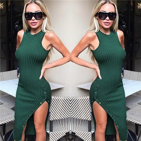 Γυναικείο φόρεμα με σχισίματα και O-σχήμα κολάρο