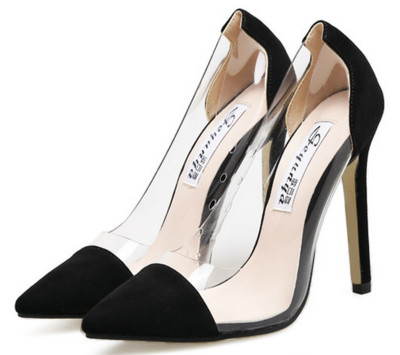 Κομψά  γυναικεία παπούτσια με ψηλά τακούνια -διαφανή 