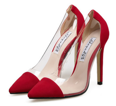 Κομψά  γυναικεία παπούτσια με ψηλά τακούνια -διαφανή 