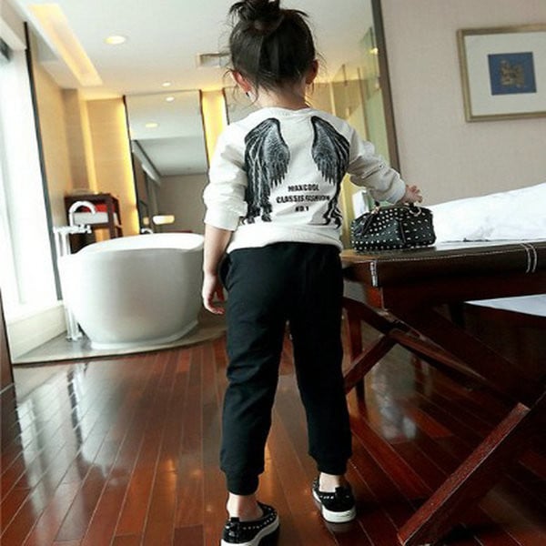 Αθλητικό-κομψό σετ για κορίτσια - μπλούζα + παντελόνι