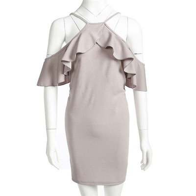 Σέξι γυνακεία φόρεμα με λεπτά κορδόνια στο ώμου και γύρω από το λαιμό