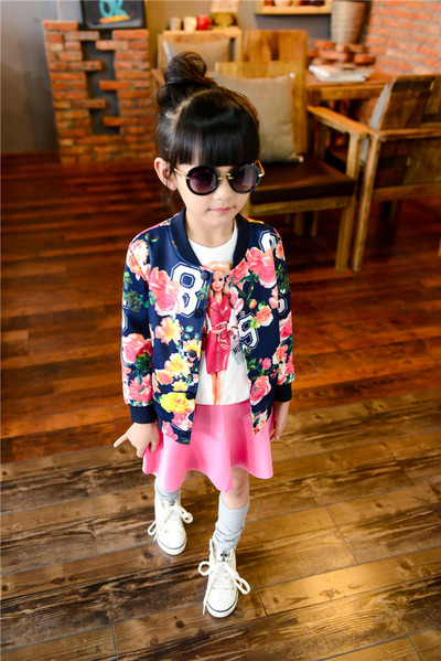 Μπουφάν μπέιζμπολ για κορίτσια με μοτίβο λουλουδιών