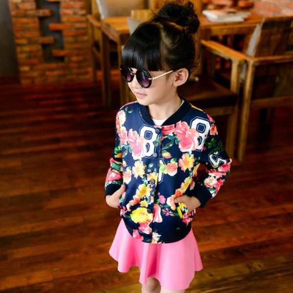 Μπουφάν μπέιζμπολ για κορίτσια με μοτίβο λουλουδιών