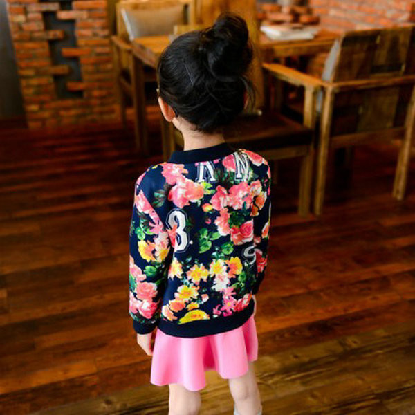 Μπουφάν μπέιζμπολ για κορίτσια με μοτίβο λουλουδιών