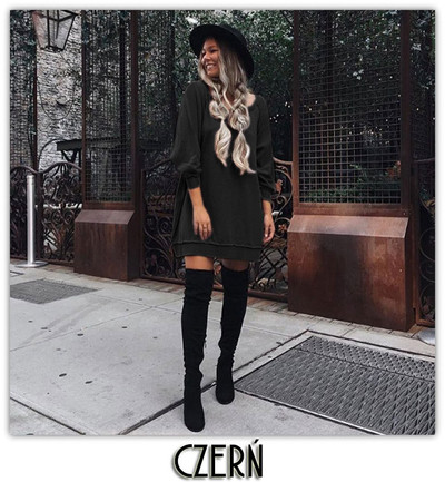 Много стилна дамска дълга блуза тип туника с дълъг ръкав в три различни цвята