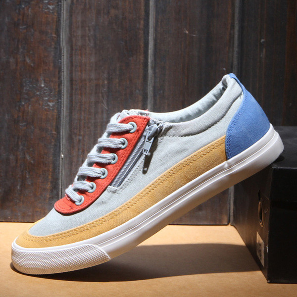 Σπορ και κομψά αθλητικά ανδρικά πάνινα παπούτσια με διακοσμητικό φερμουάρ σε τρία χρώματα