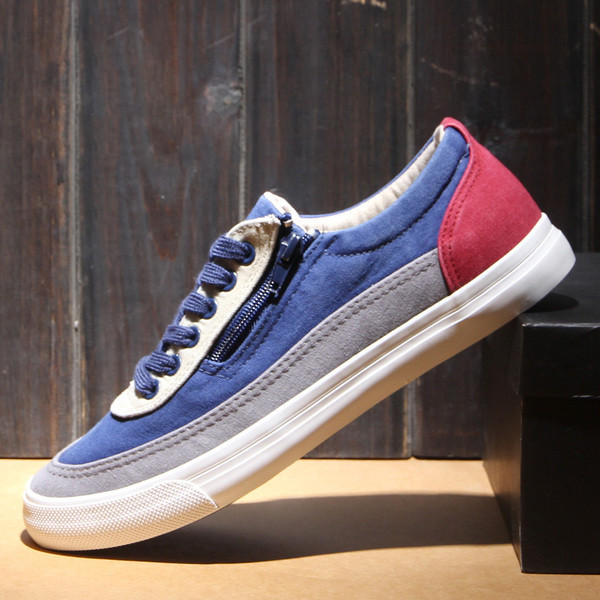 Σπορ και κομψά αθλητικά ανδρικά πάνινα παπούτσια με διακοσμητικό φερμουάρ σε τρία χρώματα