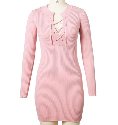 Много удобна и красива дамска плисирана рокличка с интересни връзки около врата