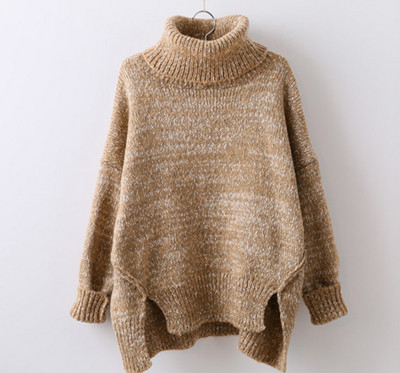 Дамски топъл пуловер с висока яка