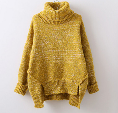 Дамски топъл пуловер с висока яка