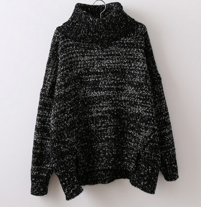 Дамски топъл пуловер с висока яка