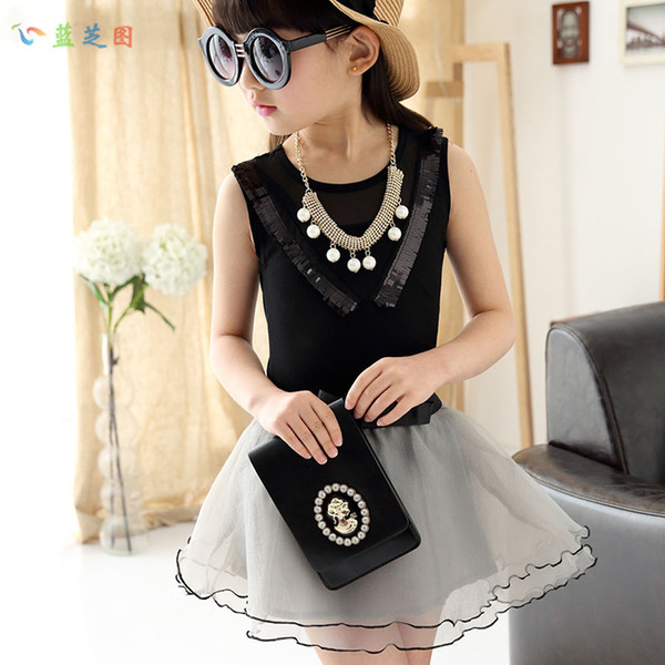 Елегантен комплект за момичета - широка пола + потник с пайети