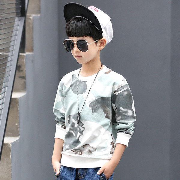 Ежедневна блуза за момчета в два цвята и О-образна яка