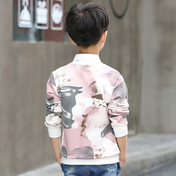 Ежедневна блуза за момчета в два цвята и О-образна яка