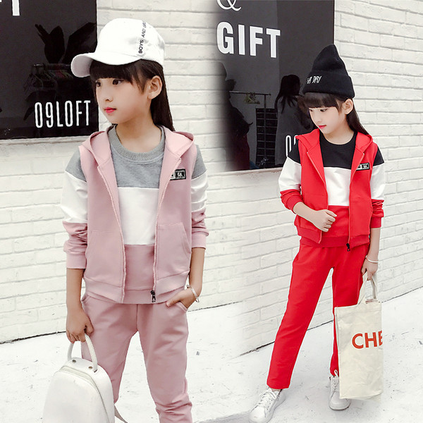 Όμορφη παιδική σετ 3 τεμαχίων - μπλούζα, γυλέκο + παντελόνι, σε δύο χρώματα