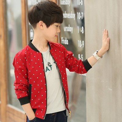 Спортно-елегантно детско яке за момчета на точки в два цвята