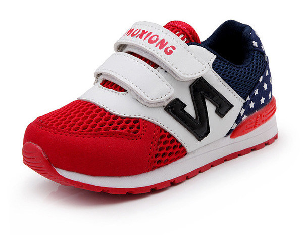 Спортни детски маратонки за момичета и момчета с лепенки в три цвята - дишащи