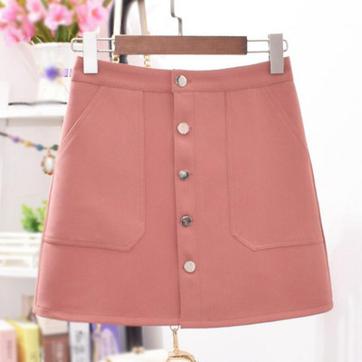 Καθημερινή γυναικεία φούστα με κουμπιά και ψηλή μέση